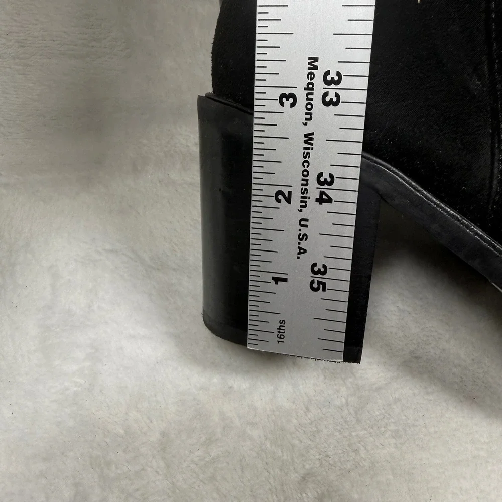 Seychelles Black Over the Knee Fabric Block Heel Boots Womens 7 Side Zip Pointed